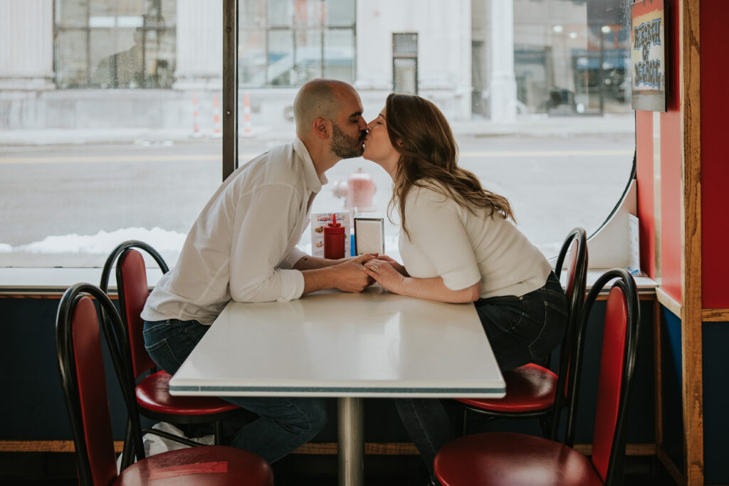 Detroit’s American Coney Island as a backdrop for an engagement session.