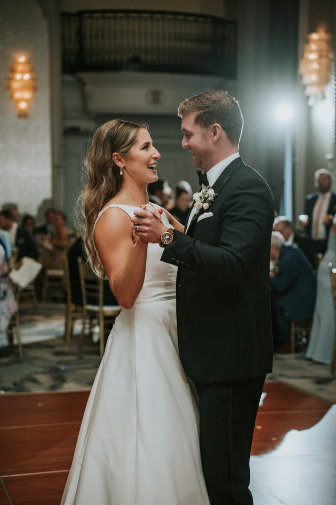 Couple’s first dance in the Venetian Ballroom at the Westin Book Cadillac