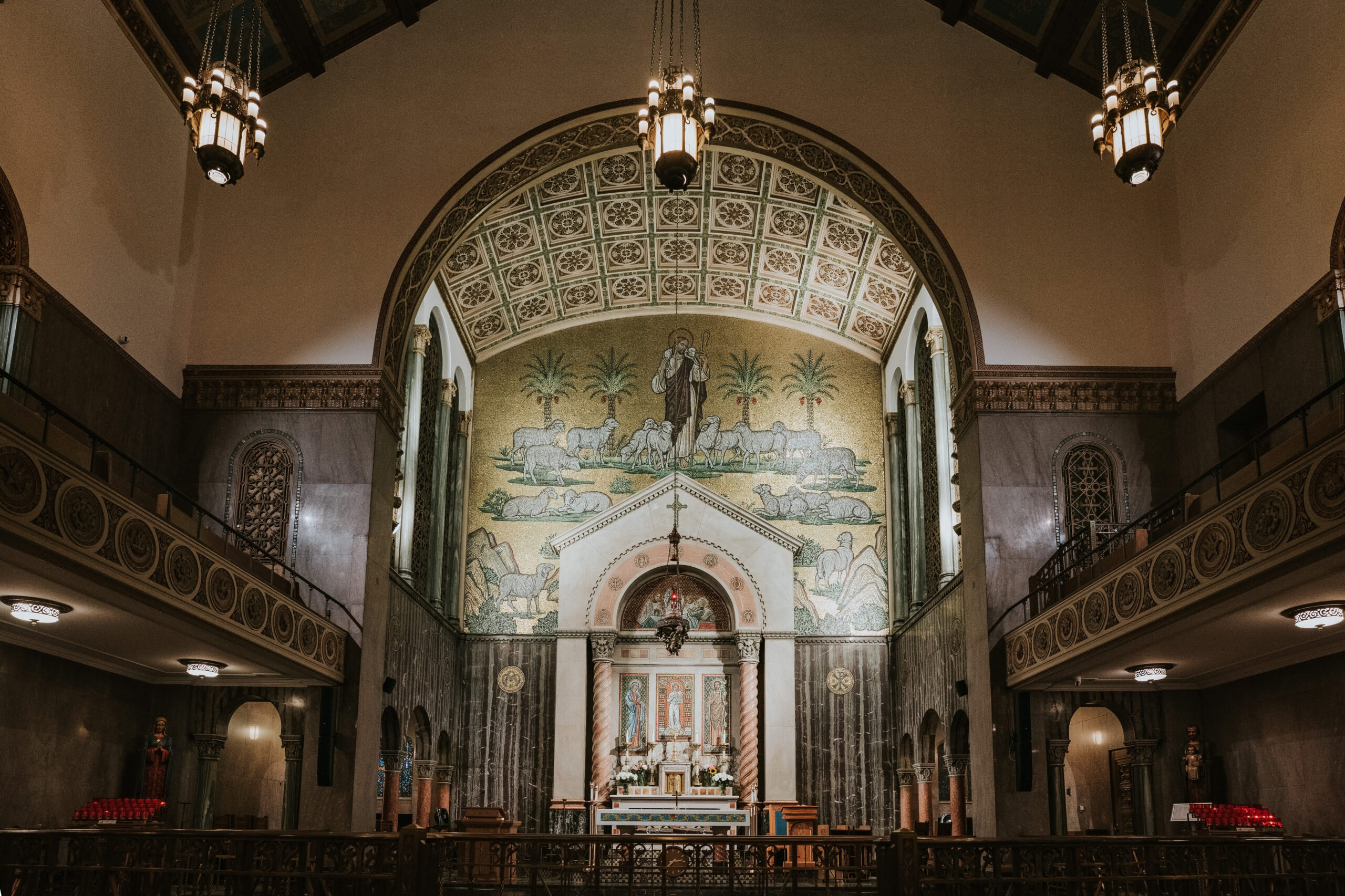 Wide shot of a St. Aloysius Church Detroit wedding