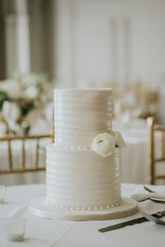 Wedding cake by Home Bakery at the Westin Book Cadillac wedding reception