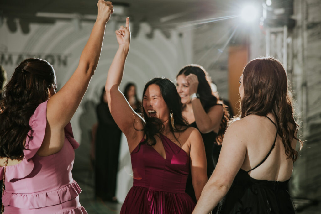 Guests dancing during the reception at the Detroit Institute of Arts.