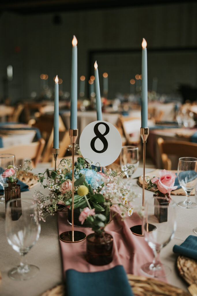 Elegant rustic wedding table setup at Jacob's Farm, Traverse City Wedding Photography.