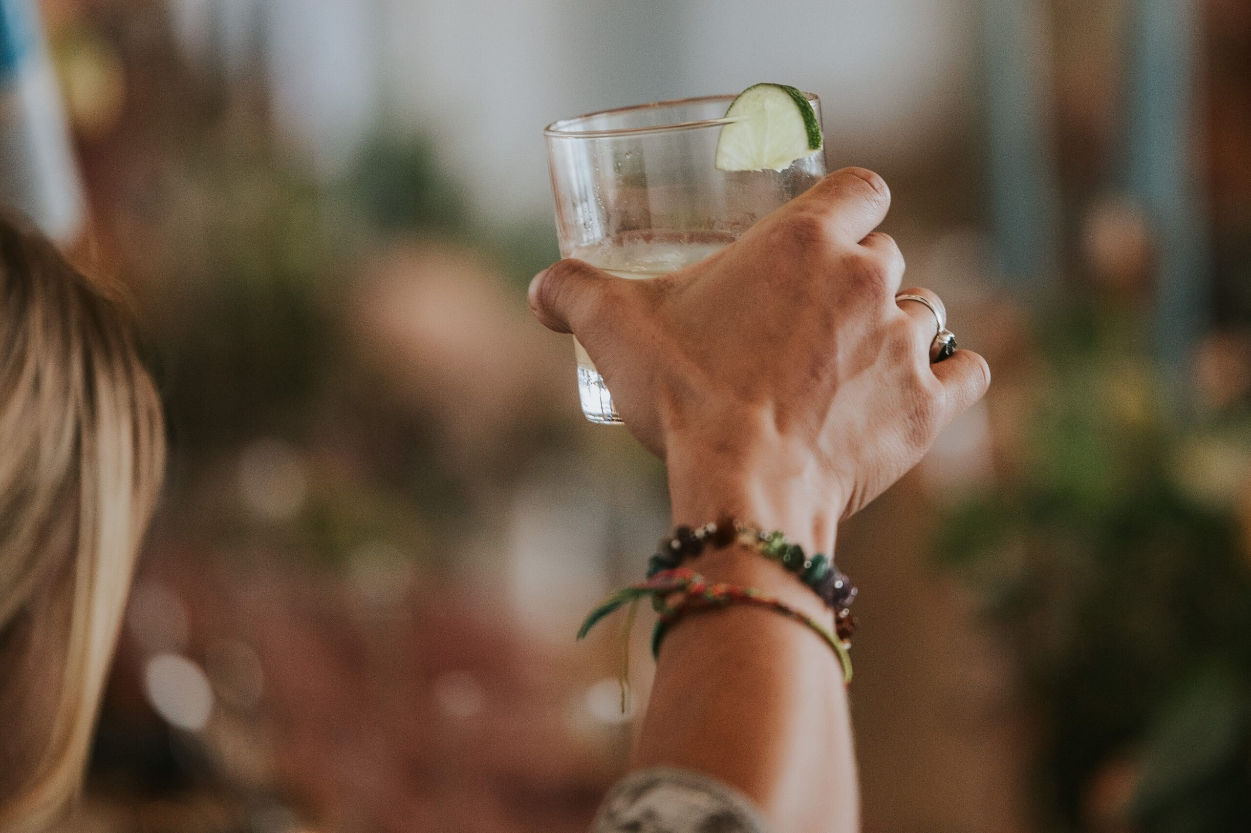 Guests toasting the bride and groom at a Jacob's Farm Traverse City wedding